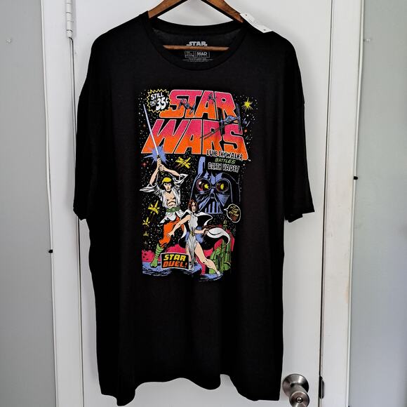 Star Wars Other - Star Wars NWT Men's 3X Cartoon Darth Vader Luke Skywalker Princess Lei Black Tee